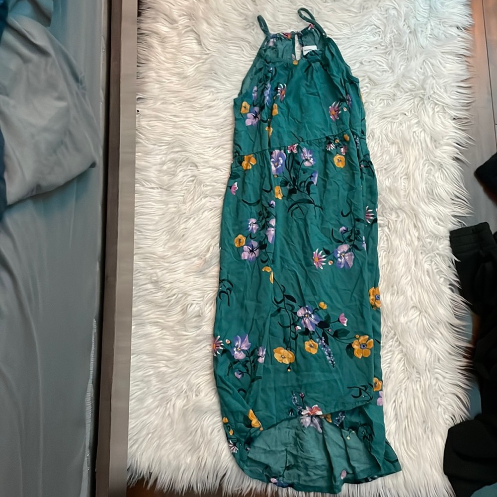 Old navy green tropical flower dress